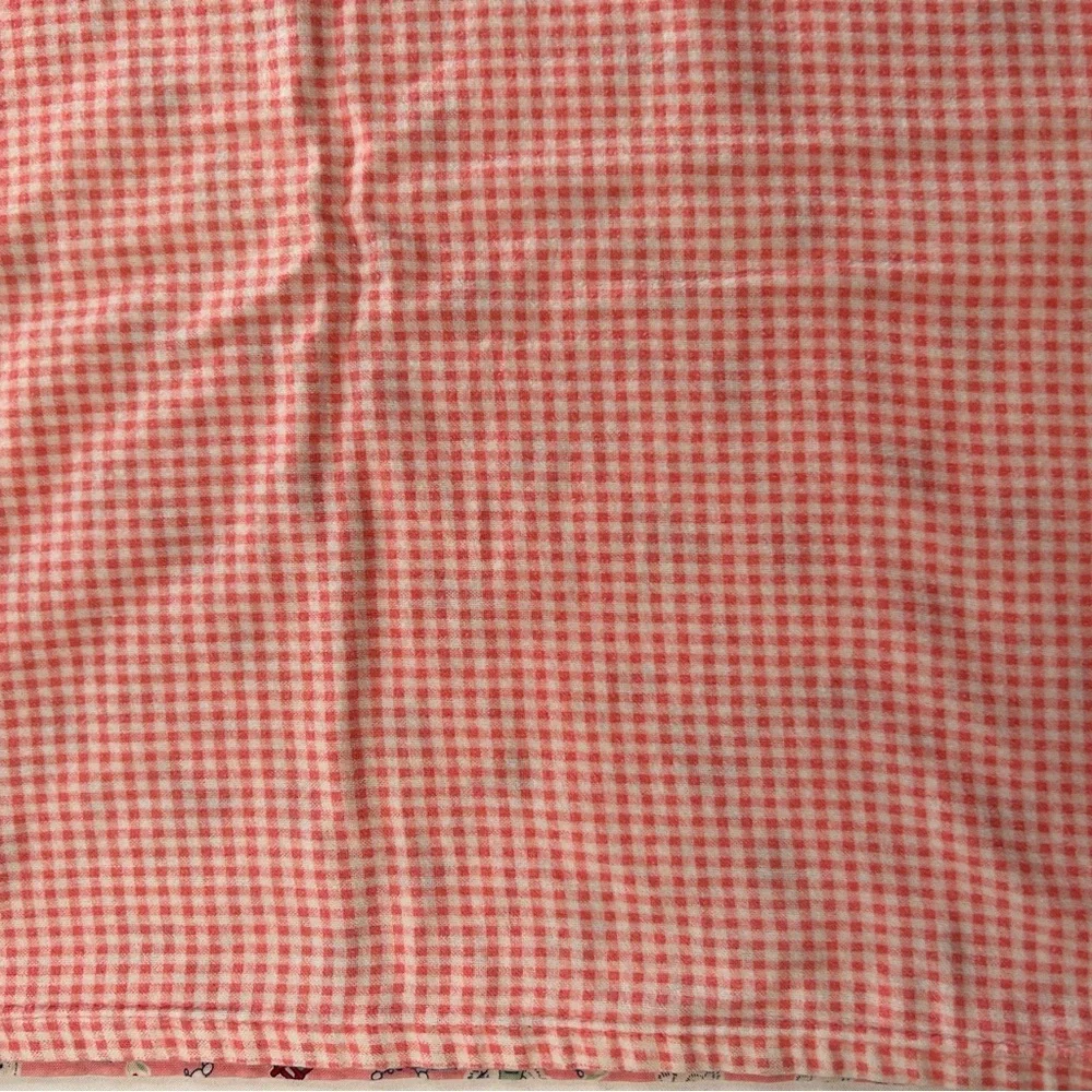 Vintage Pink Baby Blanket and soft Flannel Gingham Fabric‎ 33” x 39”